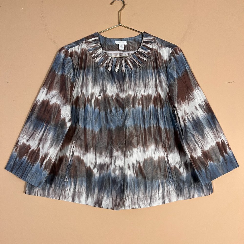 CHICO'S 3/4 Sleeve Tye Dyed Darya Cropped Jacket